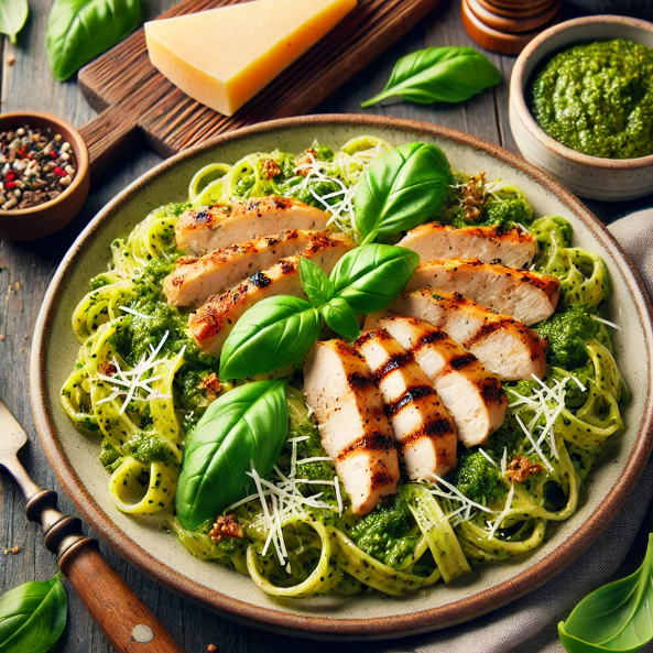 Creamy Pesto Pasta with Grilled Chicken