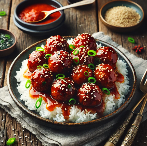 Korean Gochujang Glazed Meatballs