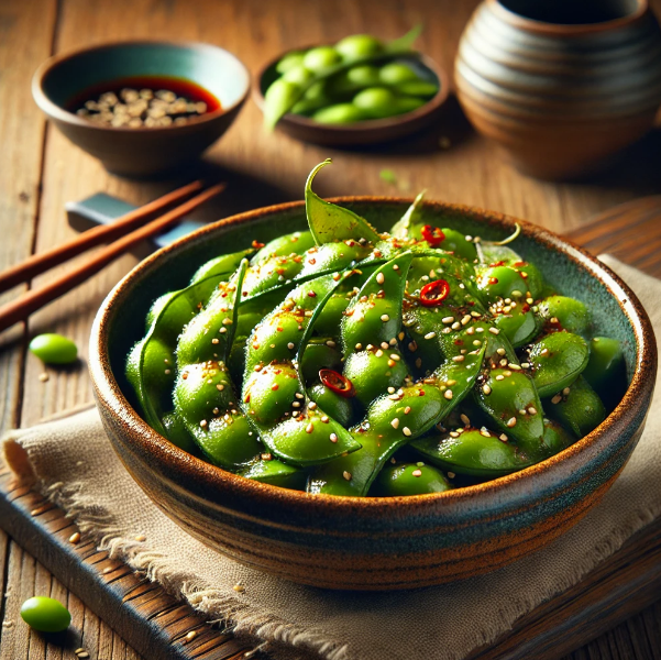 Spicy Garlic Edamame