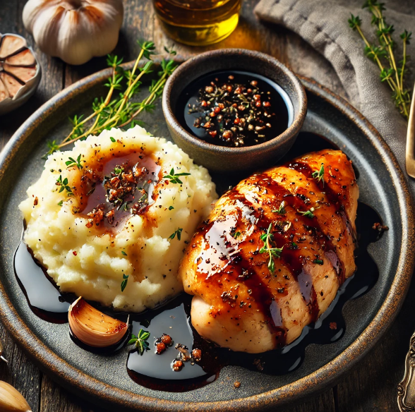 Balsamic Glazed Chicken with Roasted Garlic Mashed Potatoes