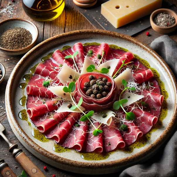 Venison Carpaccio with Parmesan and Truffle Oil