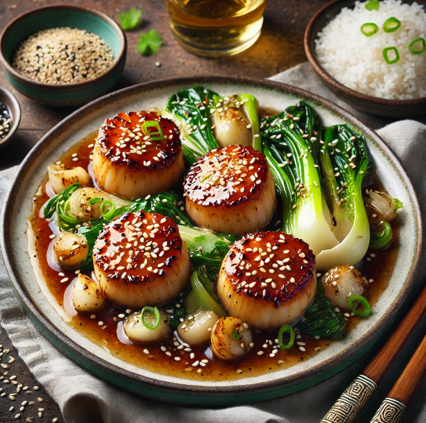 Sesame Honey Glazed Scallops