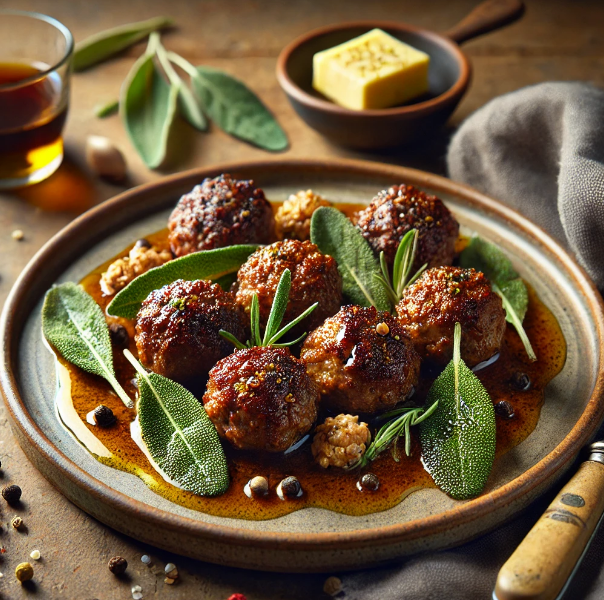Wild Boar Meatballs with Sage Butter