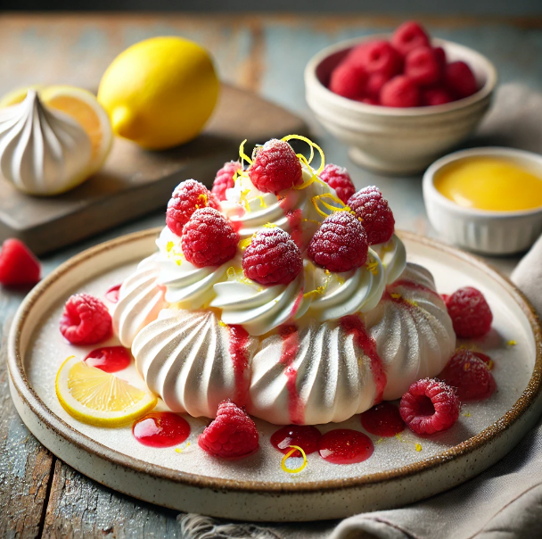 Lemon Raspberry Pavlova