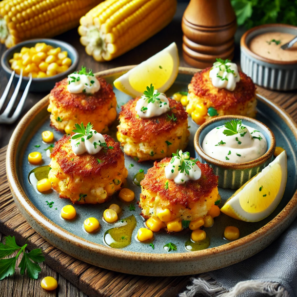 Mini Crab and Corn Cakes with Aioli