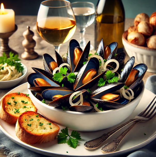 Mussels with White Wine and Shallots