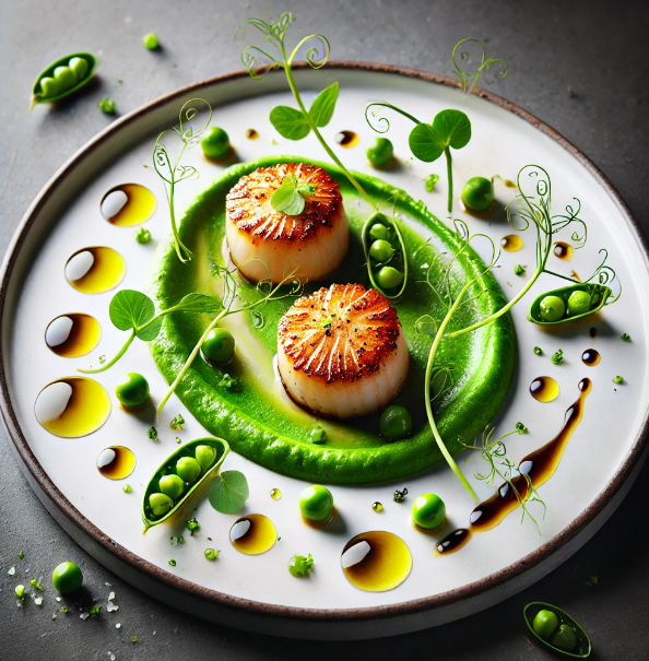 Seared Scallops with Pea Purée