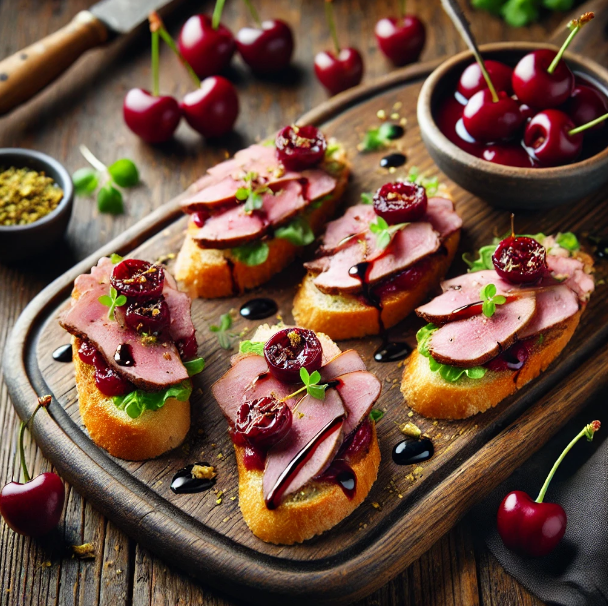 Smoked Duck Breast and Cherry Crostini