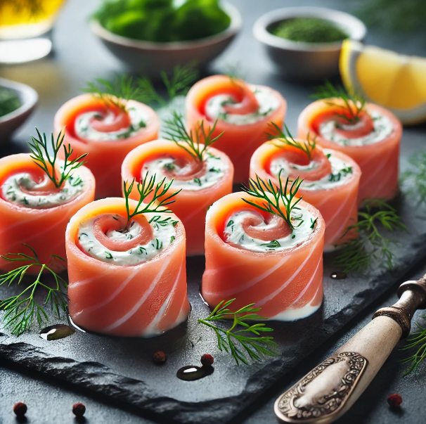 Smoked Salmon Roulades with Herbed Cream Cheese