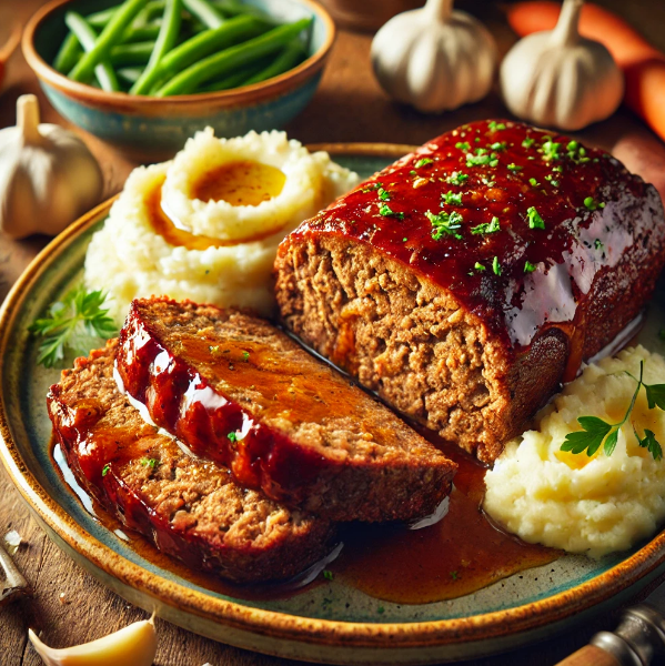 Classic Meatloaf with Garlic Mashed Potatoes