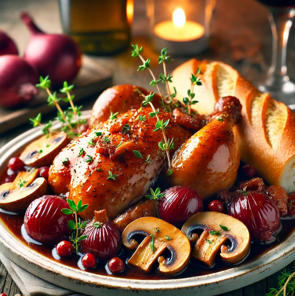 Coq au Vin – French Chicken Braised in Red Wine