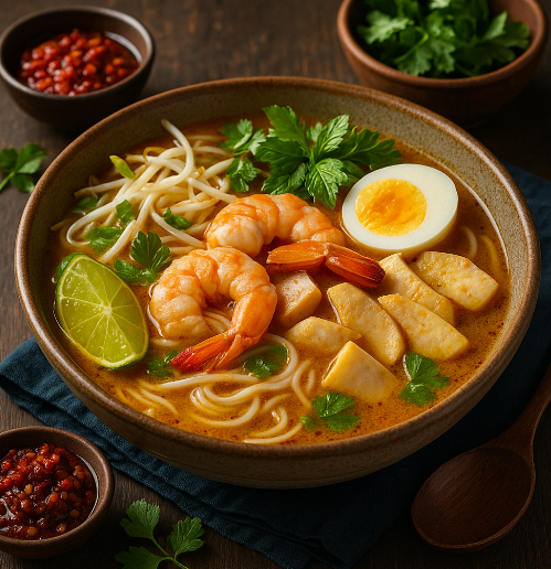 Seafood Laksa (Malaysian Coconut Noodle Soup)