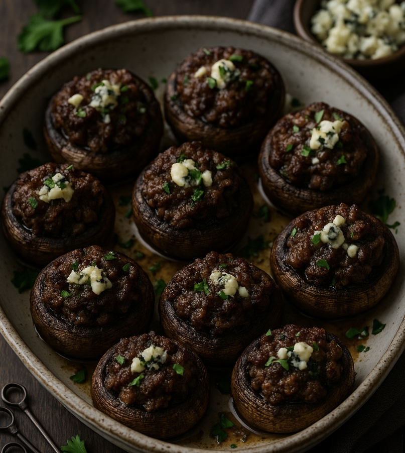 Beef & Blue Cheese Stuffed Mushrooms
