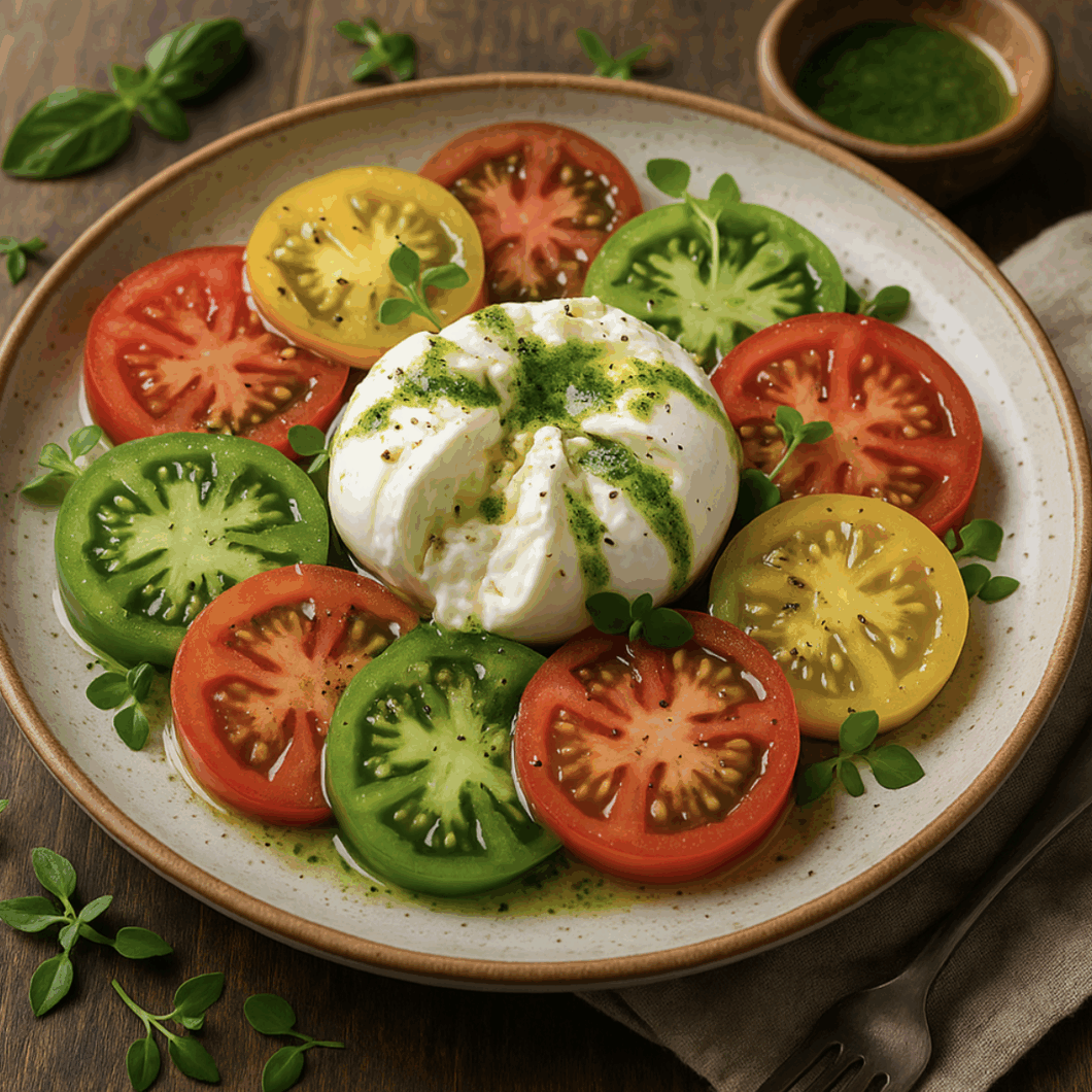 Heirloom Tomato & Burrata Salad with Basil Oil