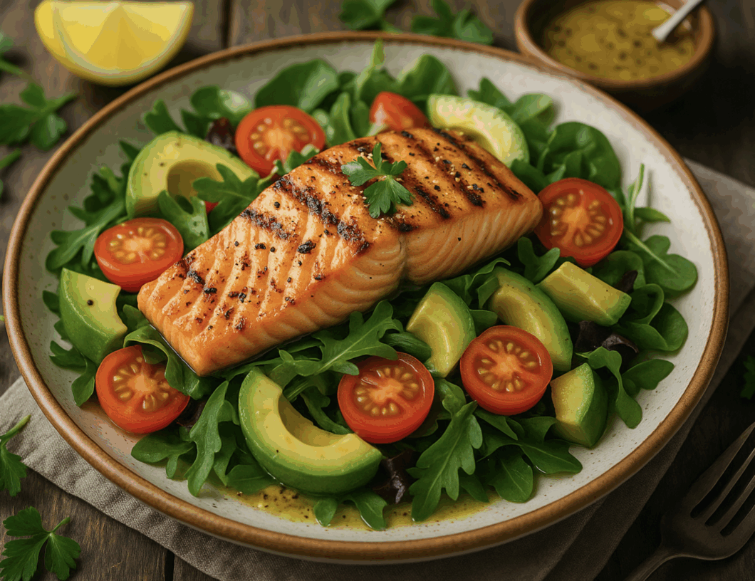 Lemon-Pepper Grilled Salmon Salad