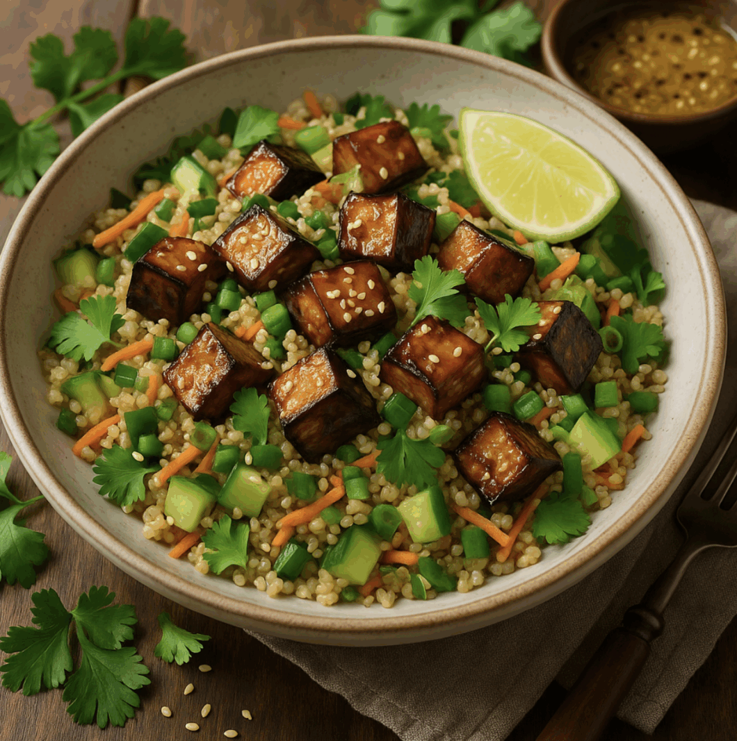Miso-Roasted Eggplant & Quinoa Salad