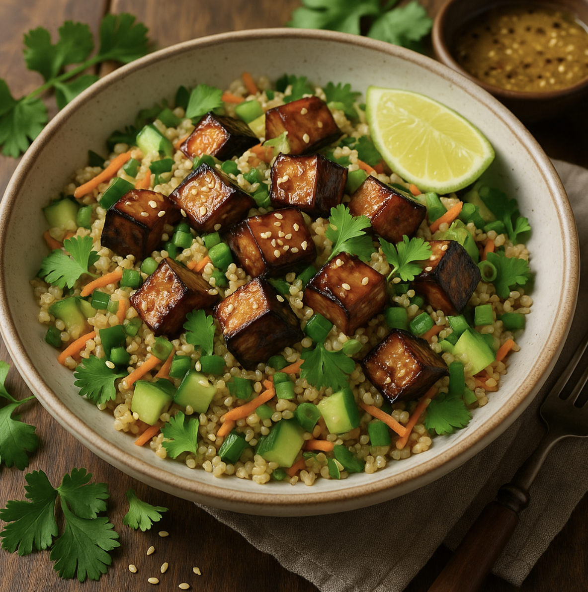 Miso-Roasted Eggplant & Quinoa Salad