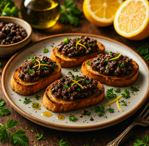 Anchovy & Olive Tapenade Crostin