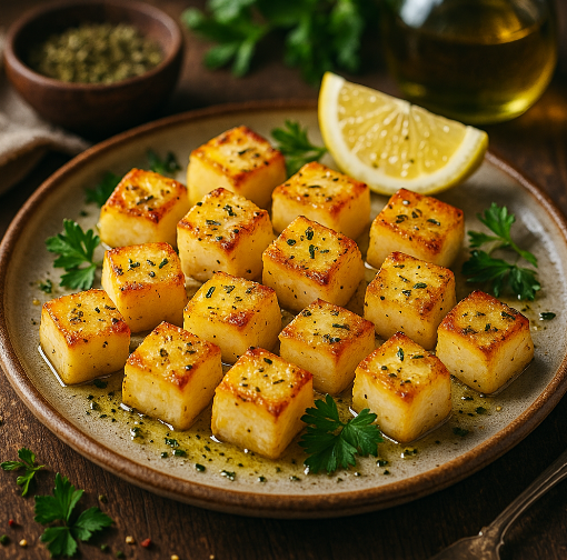 Baked Halloumi Bites with Lemon & Oregano