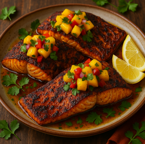 Blackened Salmon with Mango Salsa