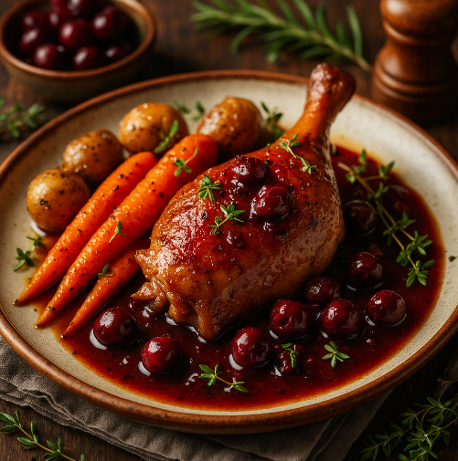 Duck Legs with Cherry-Balsamic Glaze