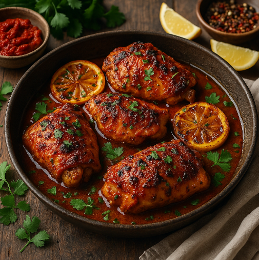Harissa Roasted Chicken Thighs