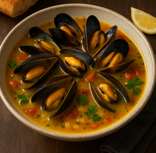Mussels and Saffron Soup