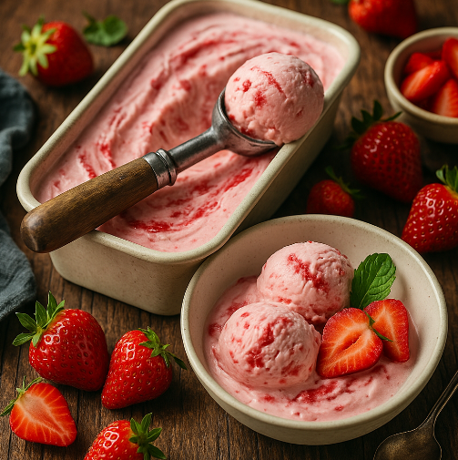 No-Churn Strawberry Ice Cream