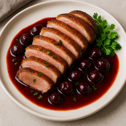 Pan-Seared Duck Breast with Cherry Port Sauce