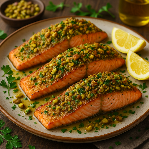 Pistachio-Crusted Salmon with Dijon Mustard