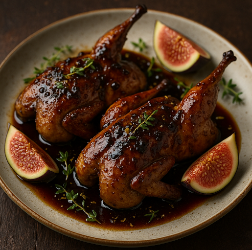 Quail with Fig and Balsamic Glaze