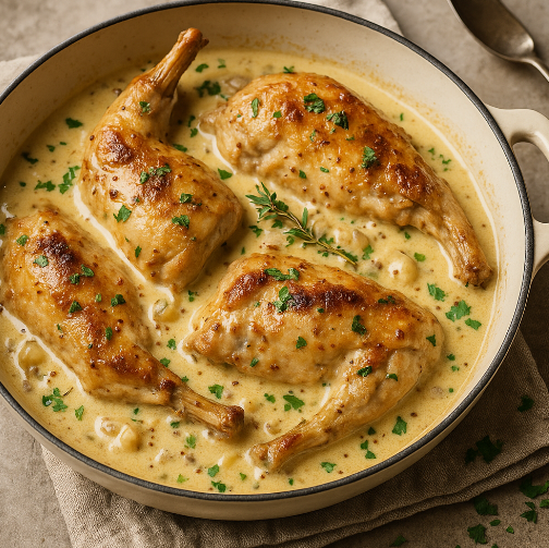 Rabbit in Mustard Cream Sauce