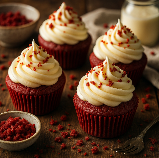 Red Velvet Cupcakes with Cream Cheese Frosting