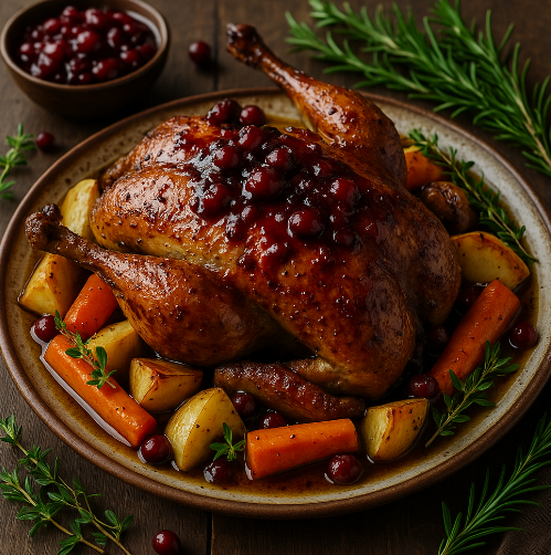 Roast Pheasant with Cranberry Glaze