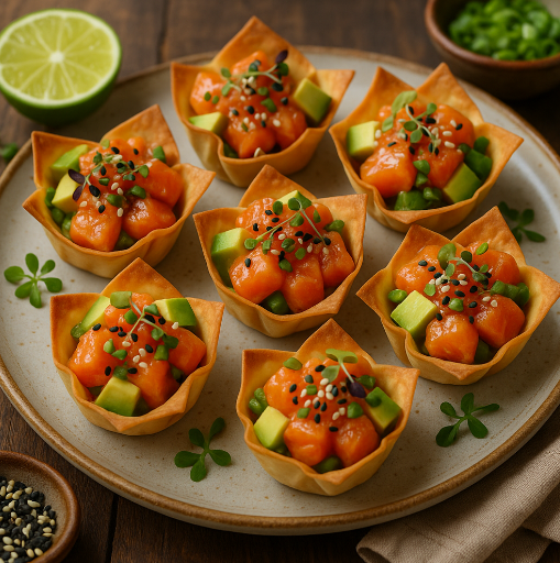 Salmon Poke Wonton Cups