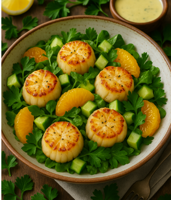 Scallop & Watercress Salad with Yuzu Vinaigrette