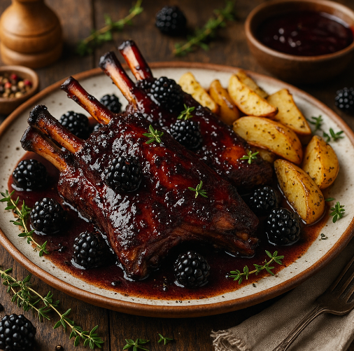 Wild Boar Ribs with Blackberry Glaze
