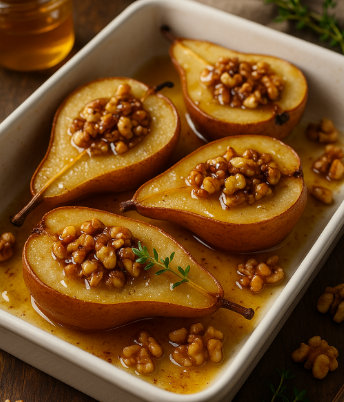 Baked Pears with Honey and Walnuts
