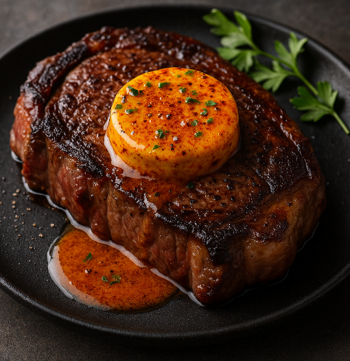 Bison Ribeye with Smoked Paprika Butter