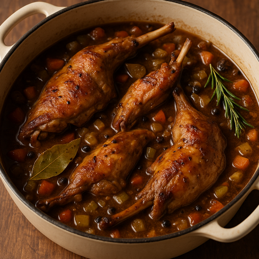 Braised Hare with Wine & Juniper