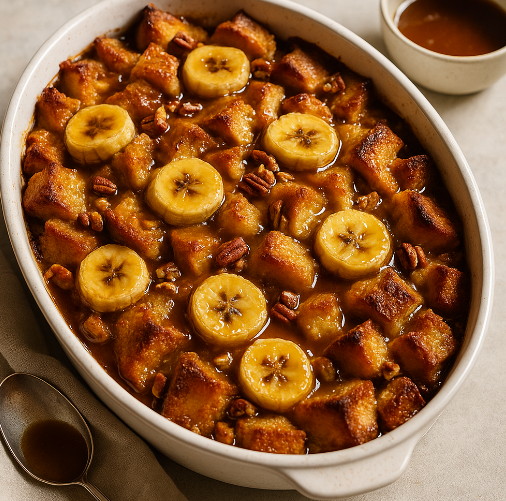 Buttered Rum Banana Bread Pudding