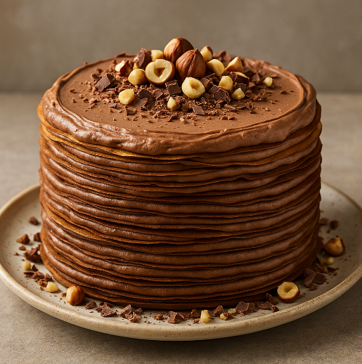 Chocolate Hazelnut Crêpe Cake
