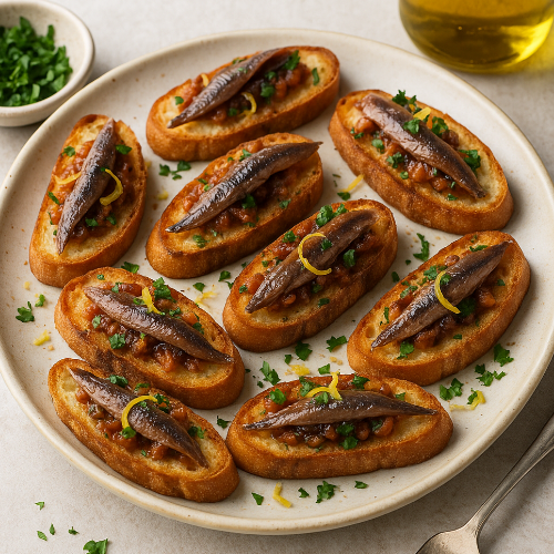 Crispy Anchovy Crostini