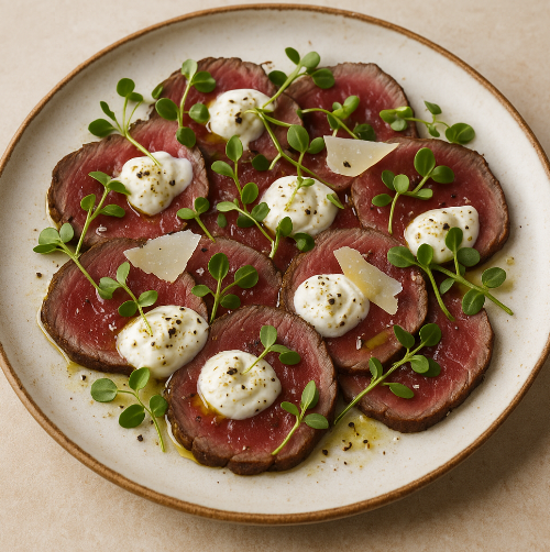 Elk Carpaccio with Horseradish Crème