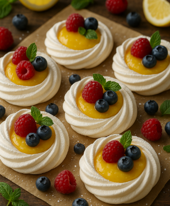 Meringue Nests with Lemon Curd