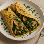 Mushroom & Spinach Crêpes with Gruyère