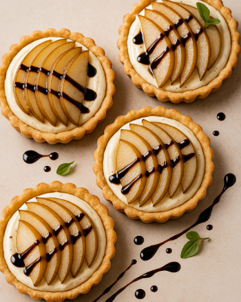 Pear & Mascarpone Tartlets with Balsamic Glaze