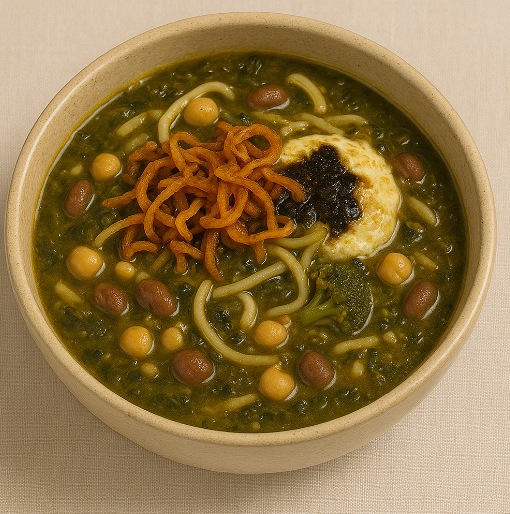 Persian Ash-e Reshteh (Herb, Legume & Noodle Soup)