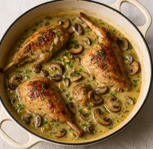 Rabbit Fricassée with Mushrooms