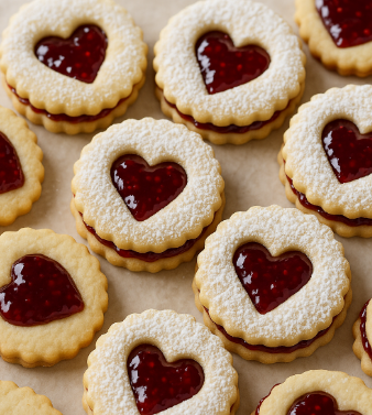 Raspberry Almond Linzer Cookies